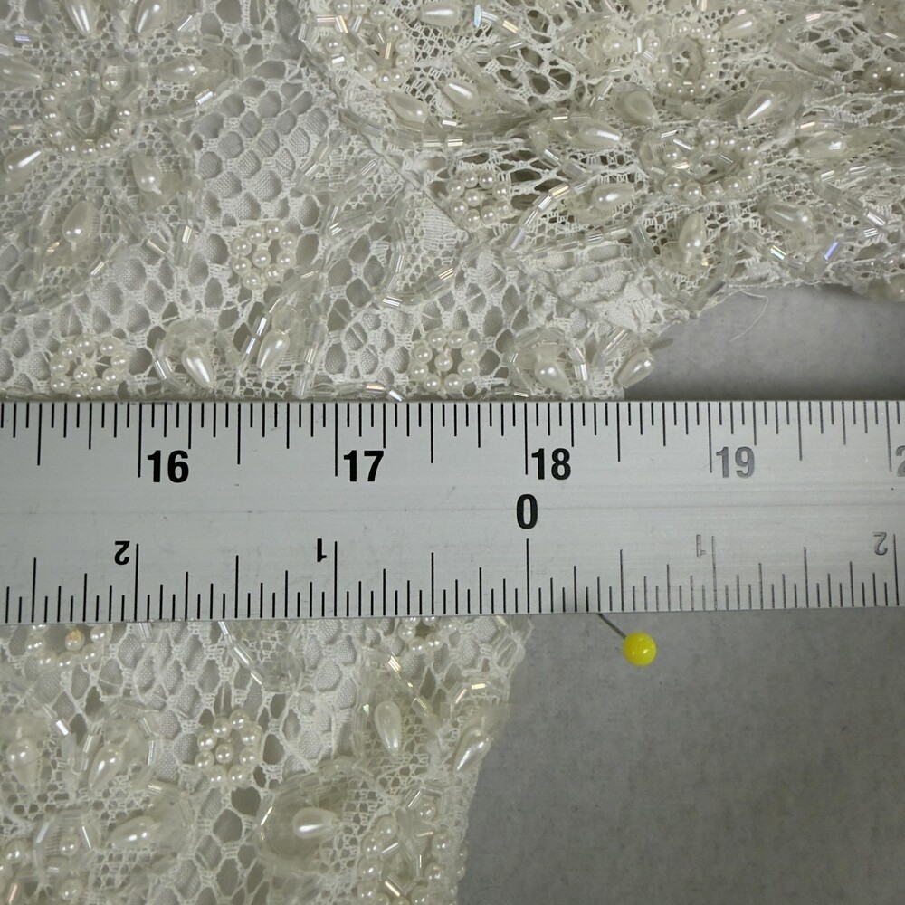 Vintage 80s LAURENCE KAZAR Hand Beaded Lace Maxi Sheath Gown White Size S Bridal - Picture 7 of 16